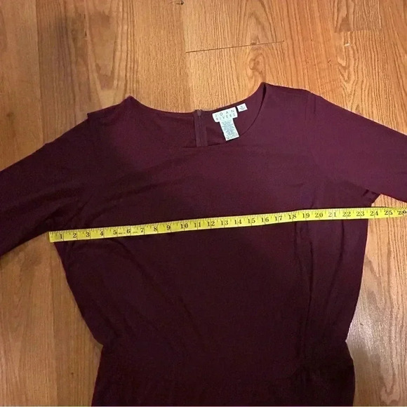 Joan Rivers Plus Size 1X Jersey Knit Jumpsuit 3/4 Slvs Back Zip Wide Leg Maroon - Picture 10 of 14